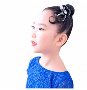 Blackpool Latin Ballroom Dance competition headdress for girls kids Latin Dance Competition Headgear hair bang with diamond Professional female adult child 